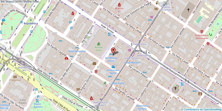Mappa ibis Milano centro hotel Milano
