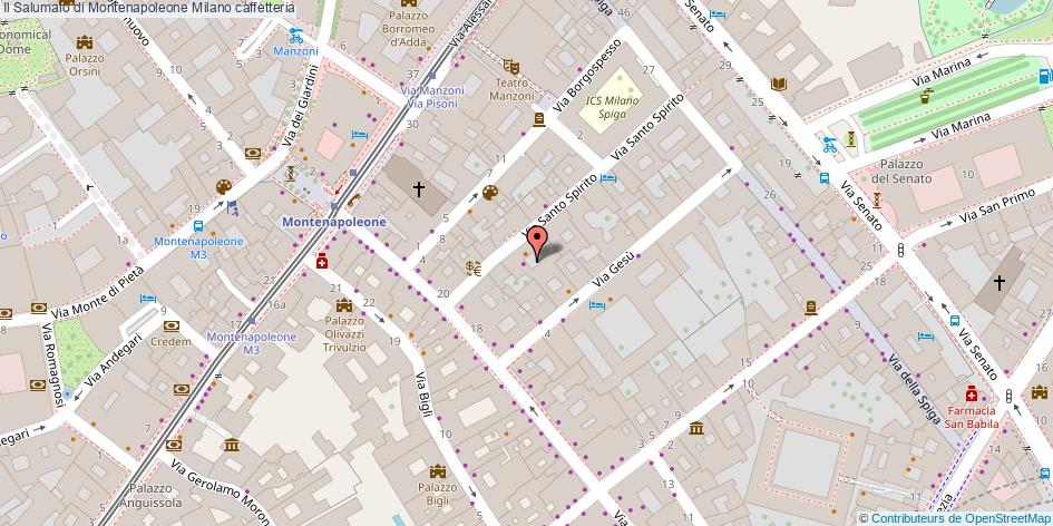 Mappa Il Salumaio di Montenapoleone caffetteria Milano