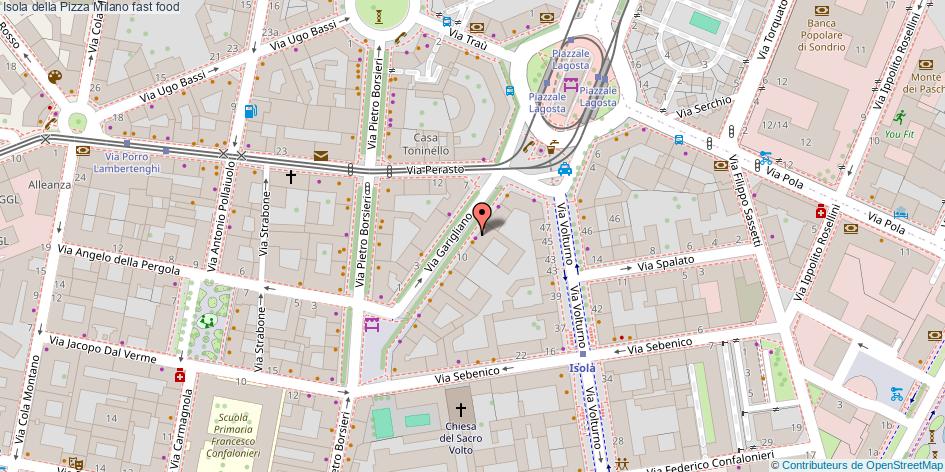 Mappa Isola della Pizza fast food Milano