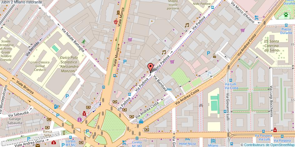Mappa Jubin 2 ristorante Milano