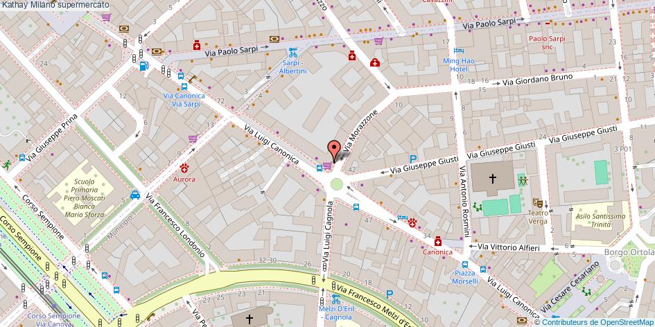 Mappa Kathay supermercato Milano