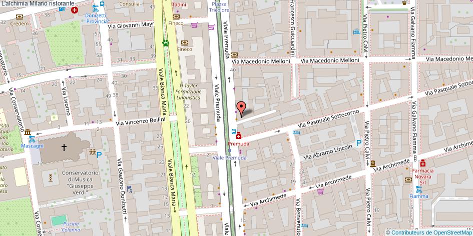 Mappa L'alchimia ristorante Milano