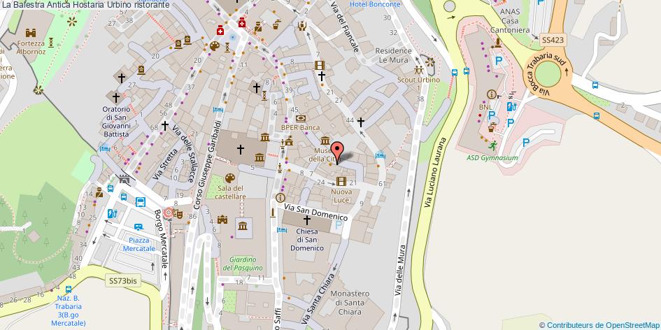 Mappa La Balestra Antica Hostaria ristorante Urbino