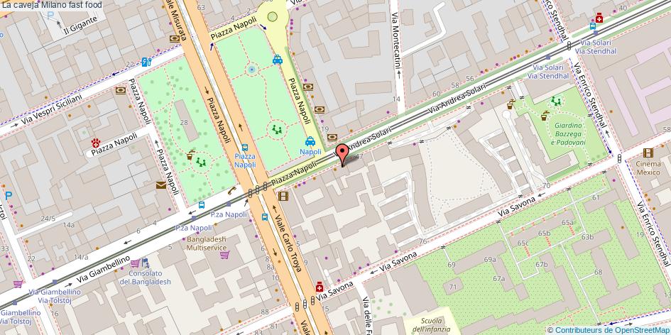 Mappa La caveja fast food Milano