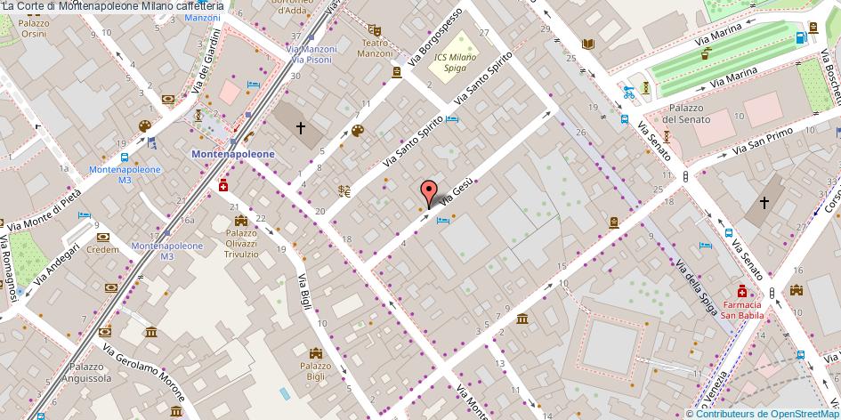 Mappa La Corte di Montenapoleone caffetteria Milano
