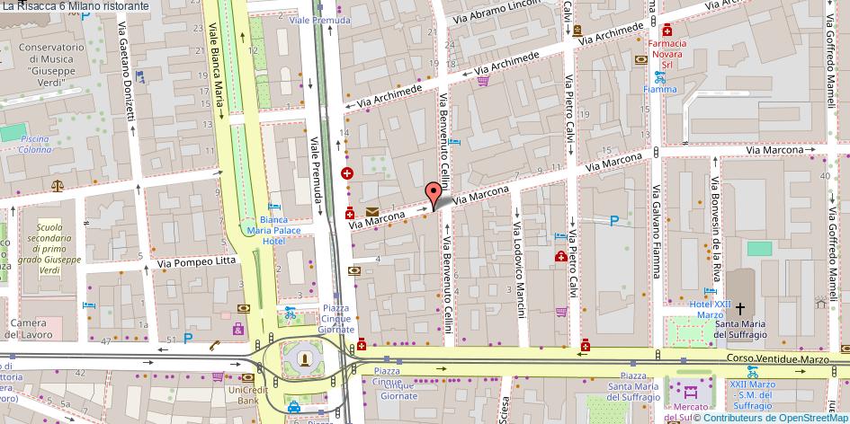 Mappa La Risacca 6 ristorante Milano