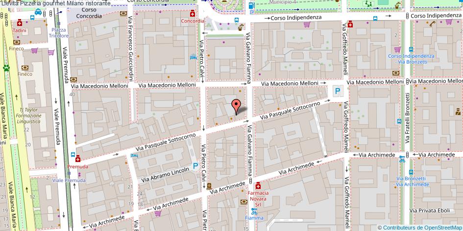Mappa Lievità Pizzeria gourmet ristorante Milano