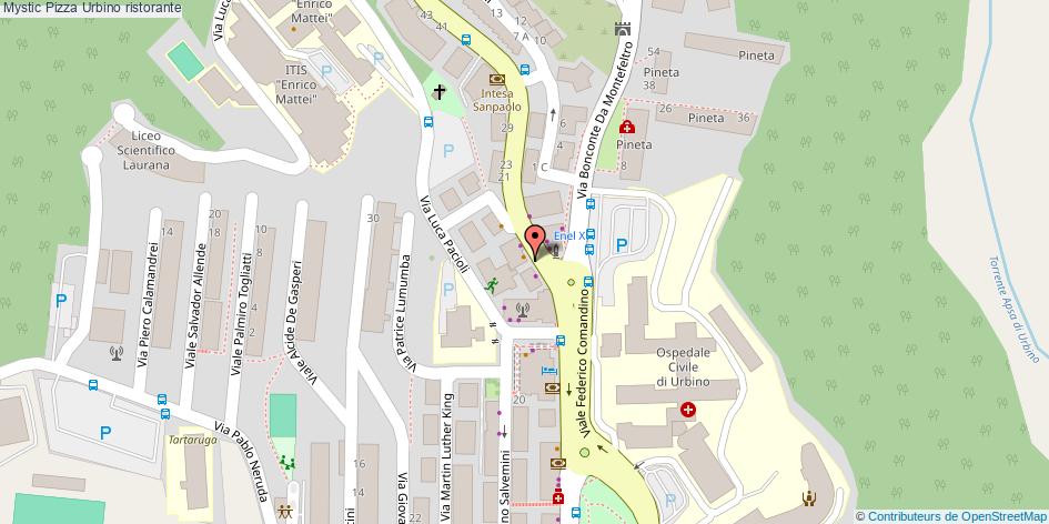 Mappa Mystic Pizza ristorante Urbino