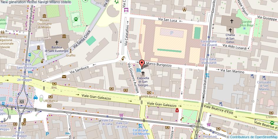 Mappa New generation Hostel Navigli ostello Milano