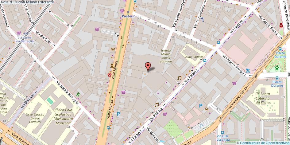 Mappa Note di Cucina ristorante Milano