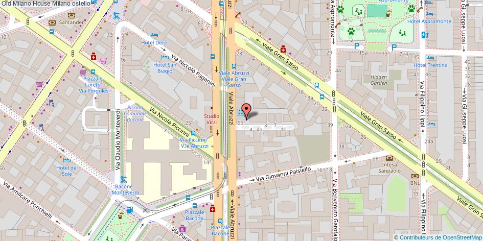 Mappa Old Milano House ostello Milano