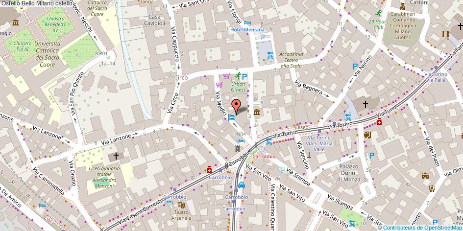 Mappa Ostello Bello ostello Milano
