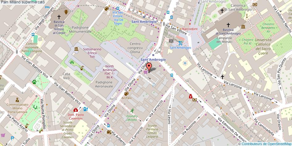 Mappa Pam supermercato Milano