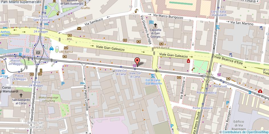 Mappa Pam supermercato Milano