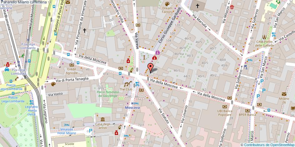 Mappa Panarello caffetteria Milano