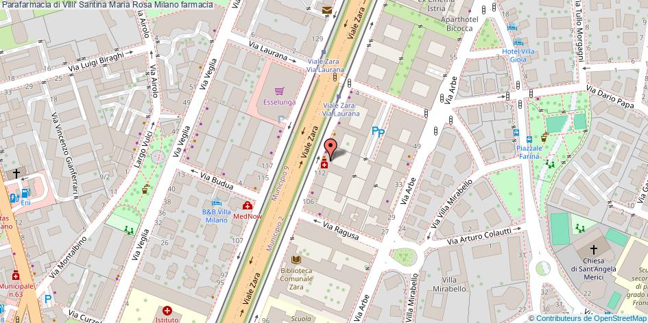Mappa Parafarmacia di Villi' Santina Maria Rosa farmacia Milano