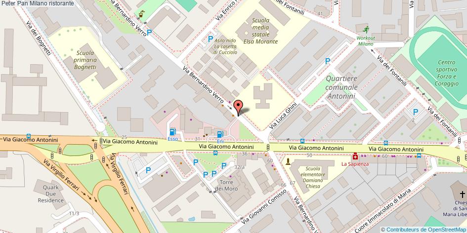 Mappa Peter Pan ristorante Milano