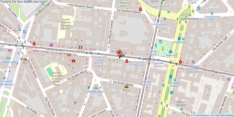 Mappa Pizzeria Da Gino fast food Milano