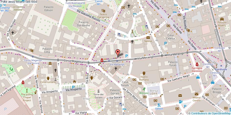 Mappa Poke away fast food Milano