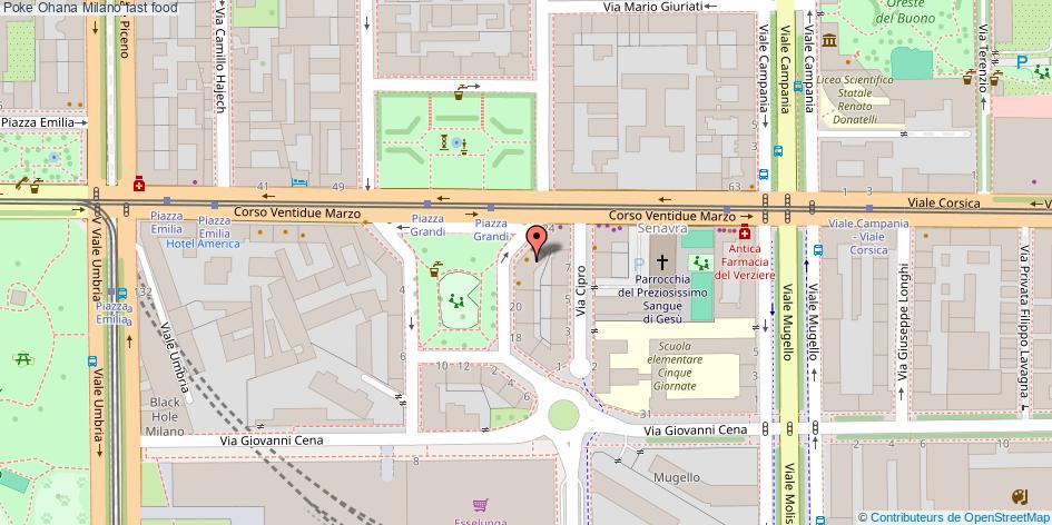 Mappa Poke Ohana fast food Milano