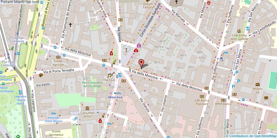 Mappa Portami fast food Milano