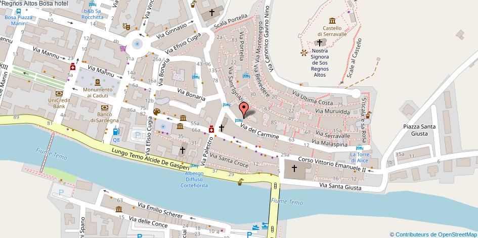 Mappa Regnos Altos hotel Bosa