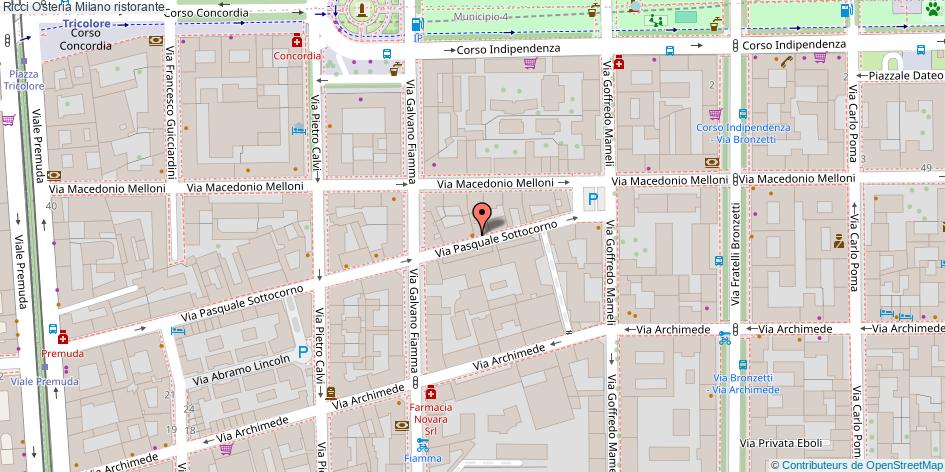 Mappa Ricci Osteria ristorante Milano