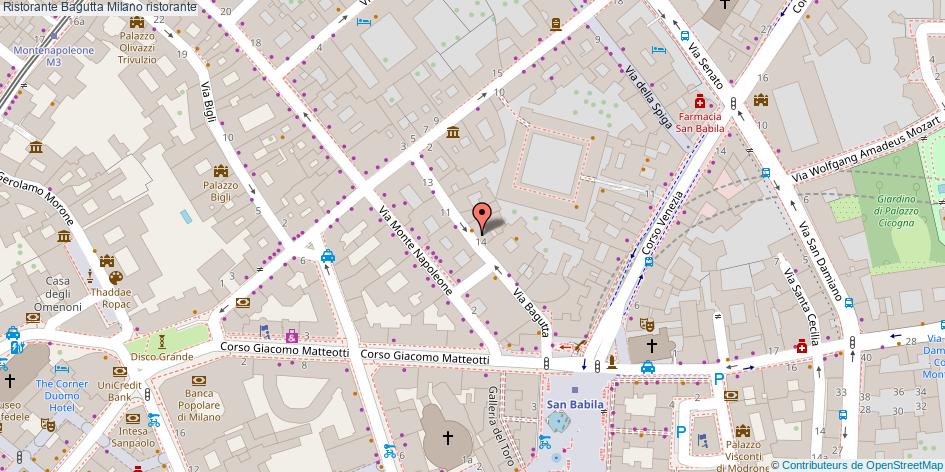 Mappa Ristorante Bagutta ristorante Milano