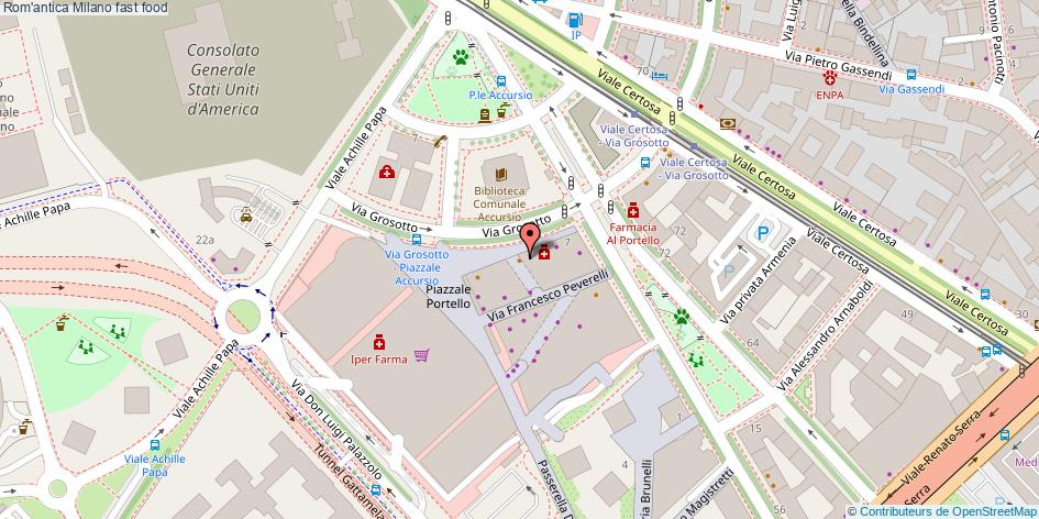 Mappa Rom'antica fast food Milano