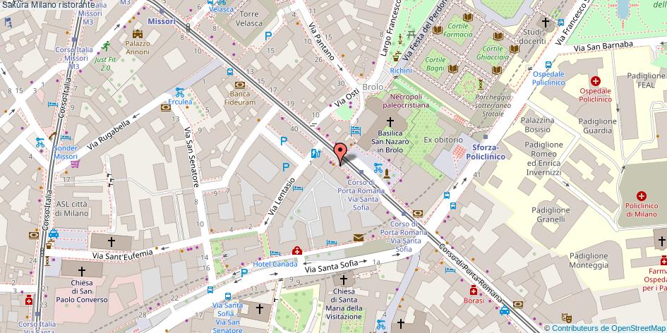 Mappa Sakura ristorante Milano