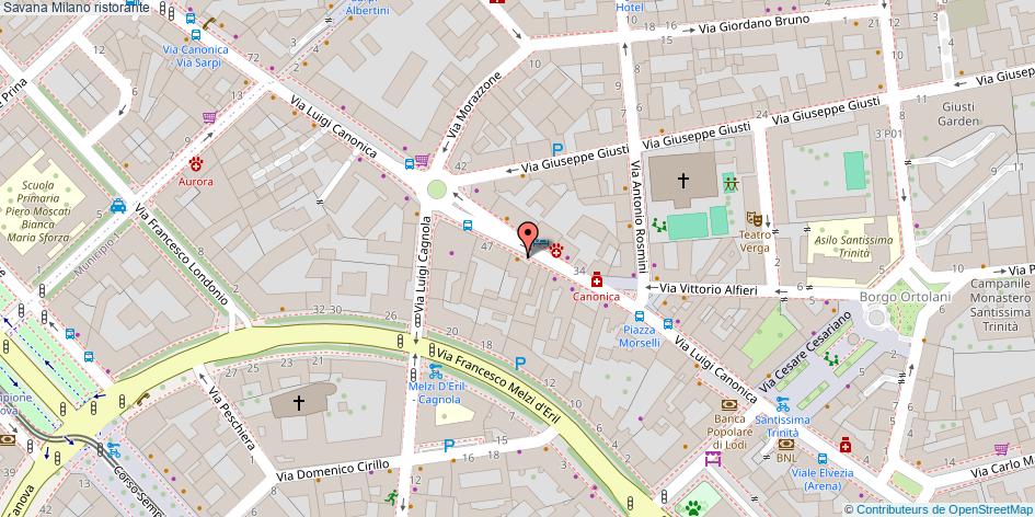 Mappa Savana ristorante Milano