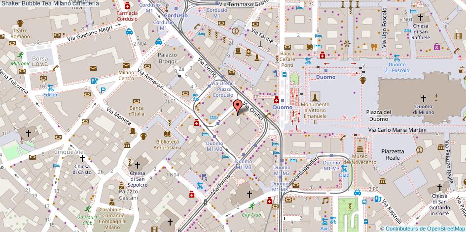Mappa Shaker Bubble Tea caffetteria Milano