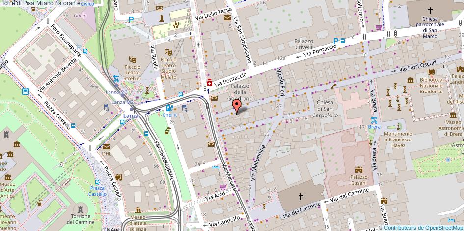 Mappa Torre di Pisa ristorante Milano