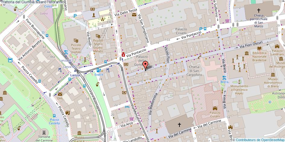 Mappa Trattoria del Ciumbia ristorante Milano