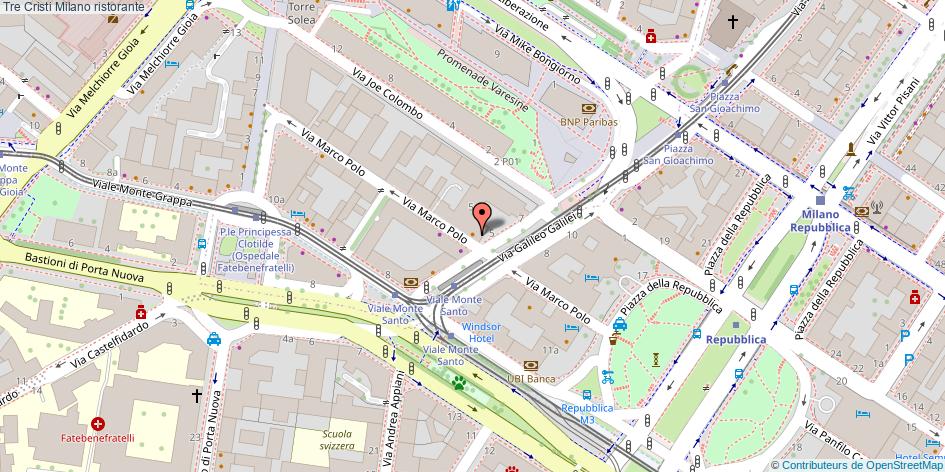 Mappa Tre Cristi ristorante Milano