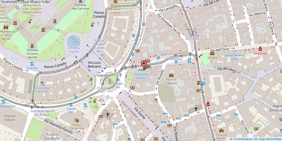 Mappa Unahotels Cusani hotel Milano