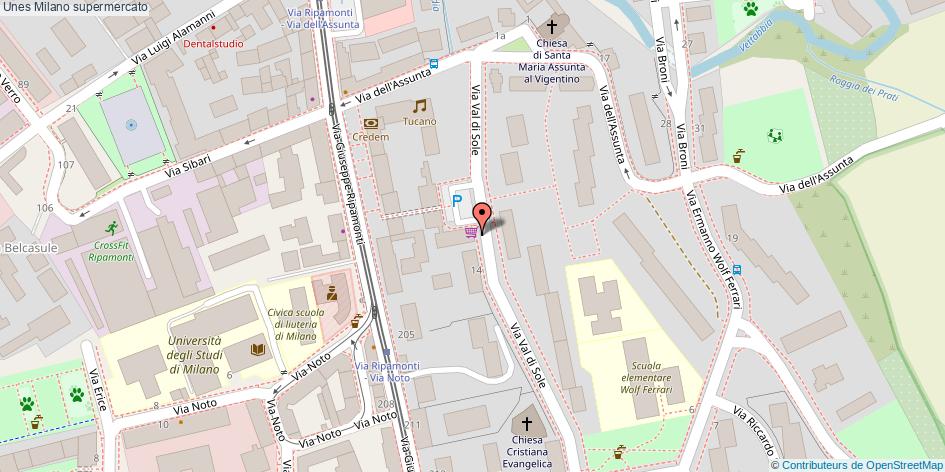 Mappa Unes supermercato Milano