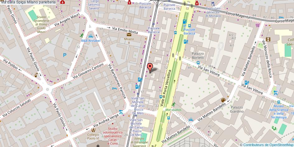 Mappa Via dalla Spiga panetteria Milano