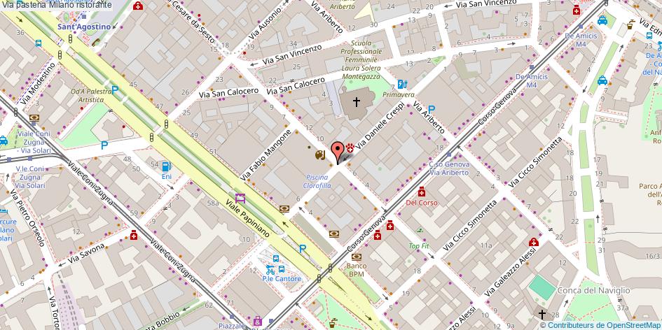 Mappa Via pasteria ristorante Milano