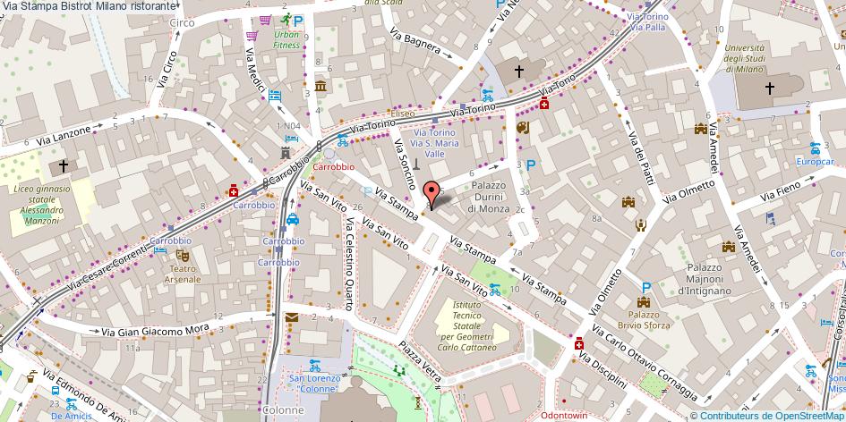 Mappa Via Stampa Bistrot ristorante Milano