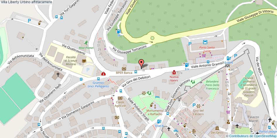 Mappa Villa Liberty affittacamere Urbino