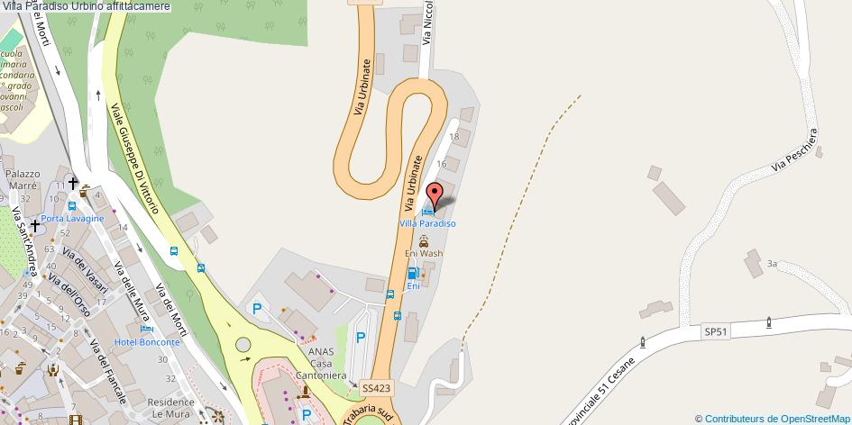 Mappa Villa Paradiso affittacamere Urbino