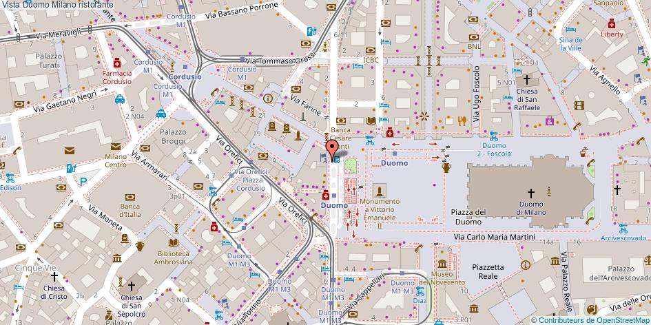 Mappa Vista Duomo ristorante Milano