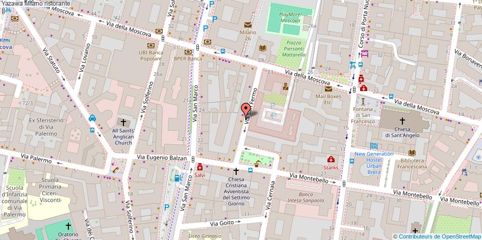 Mappa Yazawa ristorante Milano