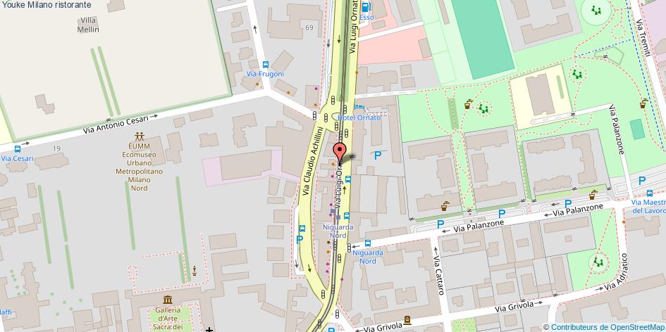 Mappa Youke ristorante Milano
