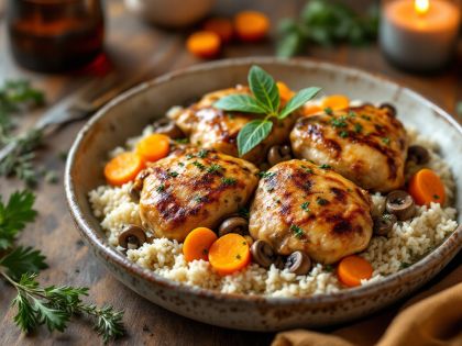Cucine Di Pollo Gustose Ai Funghi E Senape