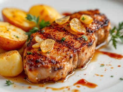 Magret di Anatra Speziato con Duo di Patate Saltate Gourmet