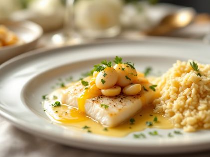 Filet di Rènia con Fricassea di Capesante al Miele
