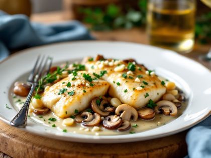 Luccio in Salsa al Vino Bianco e Funghi Saporiti