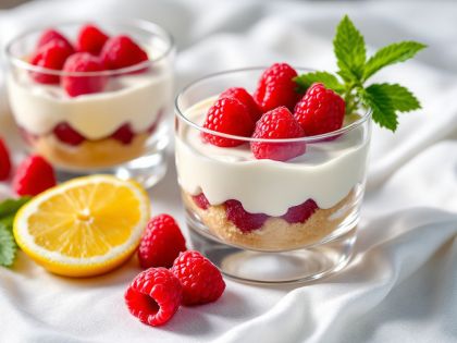 Mousse Al Limone E Lamponi Su Pasta Frolla
